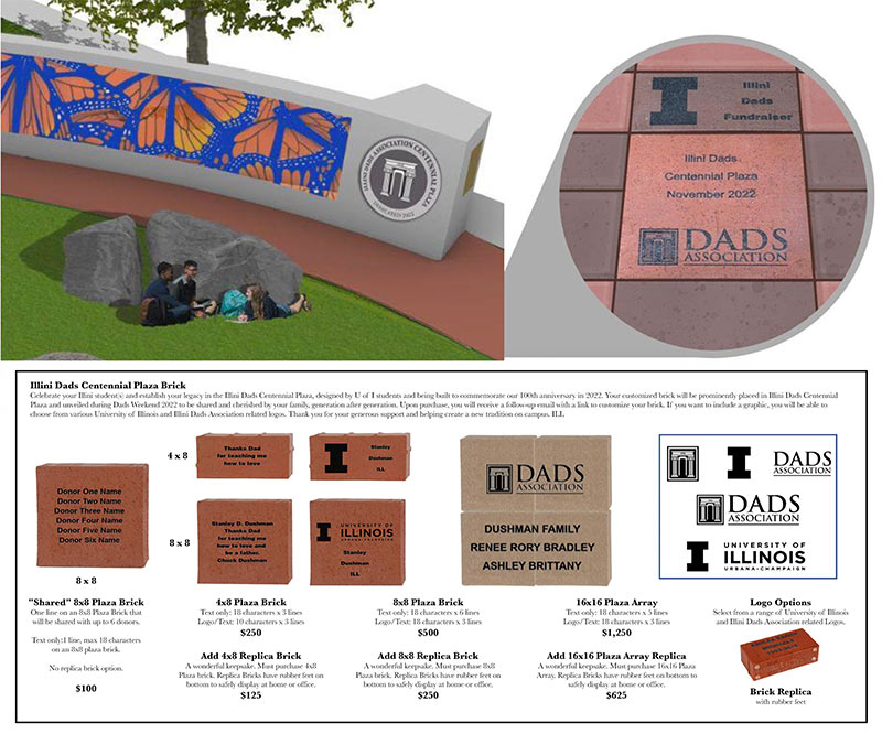 Illini Dads Centennial Plaza - bricks w replica
